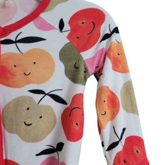 Miozing Bamboo 0-3 Mo Baby Girl Boy Apple Print Zippy Pajamas Animal Sleeper Red - Picture 7 of 14